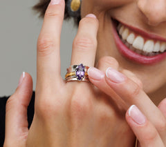 Or Paz Sterling Silver Marquise Amethyst Two-Tone Spinner Ring Size 10