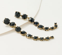 Joan Rivers Goldone "Red Carpet" Black Linear Drop Earrings