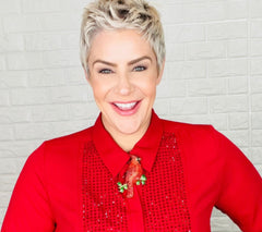 Joan Rivers Cardinal on Holly Branch Pin