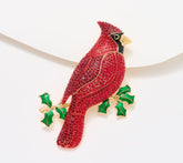 Joan Rivers Cardinal on Holly Branch Pin