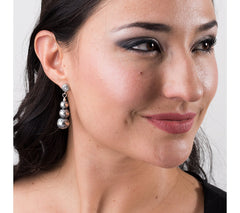 American West Sterling Silver Native Pearl Graduated Dangle Earrings