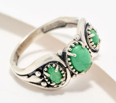 American West Sterling 3-Stone Oval Variscite Ring, Size 8