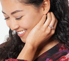 Affinity Gems 3-Stone Cushion Cut Morganite Ring, Sterling, Size 7