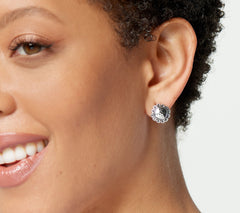 JAI Sterling Silver Hammered Button Earrings