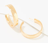 Italian Silver Round Polished 1-1/2" Hoop Earrings, 18K Yellow Gold-Plated Sterling Silver
