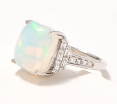 Effy Ethiopian Opal & Diamond Cocktail Ring, 14K WG, Size 9