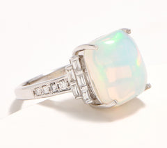 Effy Ethiopian Opal & Diamond Cocktail Ring, 14K WG, Size 9