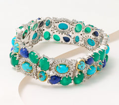 Pulsera Affinity Gems de plata de ley con múltiples gemas, 16,7 cm