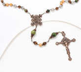 Connemara Marble Mother's Love Rosary Bronzetone  Necklace