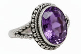 Artisan Crafted Sterling Silver Oval Amethyst Ring, Size 7