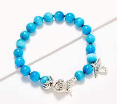 Third Person Sterling Silver Wandering Rose Apatite Beaded Bracelet, 6-3/4"