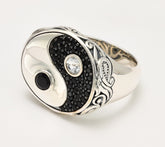 Third Person Sterling Silver Creative Soul Yin Yang Gemstone Ring, Sz 10