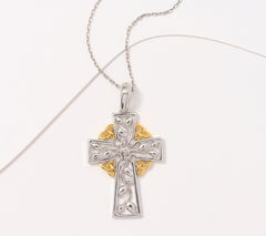 Solvar Sterling Silver 18K Gold Plated Celtic Cross Pendant