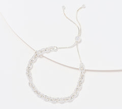 UltraFine 950 Silver Adjustable Oval Rolo, Bolo Bracelet, One Size