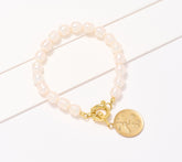 Honora Cultured Pearl Bracelet Spring Ring Clasp & Removable Coin charm