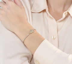 Effy Signature Diamond Panther Tennis Bracelet 14k Gold, 7-1/4"