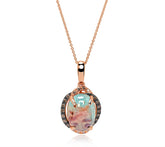 Gem Discoverer Oval Aquaprase & Diamond Necklace, 14K Rose Gold