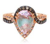 Gem Discoverer Pear-Cut Aquaprase & Diamond Ring, 14K Rose Gold | Sz 8