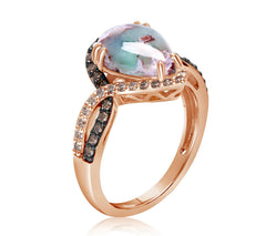 Gem Discoverer Pear-Cut Aquaprase & Diamond Ring, 14K Rose Gold | Sz 8