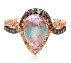 Gem Discoverer Pear-Cut Aquaprase & Diamond Ring, 14K Rose Gold | Sz 8