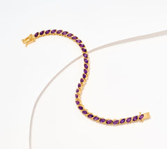 Affinity Gems 14K GP Marquise Amethyst Tennis Bracelet Sterling Silver 8"