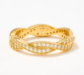 Diamonique Classics Braided Band Ring 14K Gold-Plated Sterling Silver Size 10