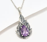 Or Paz Sterling Silver Pear Rose-de-France Leaf Pendant Necklace, 18"