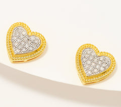 Accents by Affinity Diamond Heart Stud Earrings 0.10cttw, Yellow