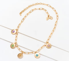Joan Rivers Paperclip Chain with Medallion Charm Goldtone Necklace 18"