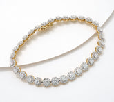 Fire Light  14K Yellow Gold Lab Grown Diamond 5cttw Halo Tennis Bracelet, 7-1/4"
