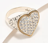 Artisan Crafted Sterling Silver White Bezel Pave Set Heart Ring, Size 7