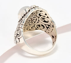 Artisan Crafted Sterling Silver Moonstone & Blue Topaz Ring, Size 6