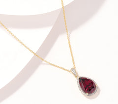 Vault Discoveries 4.0ct Rhodolite Garnet Pear Necklace, 14k Yellow Gold