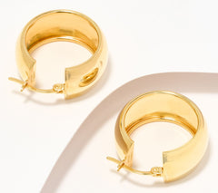 Silver Style Sterling Silver Goldclad Wide Dome Hoop Earrings, 1"