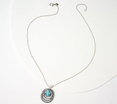 Or Paz Sterling Silver Oval Sky  Blue Topaz Pendant Necklace, 18"