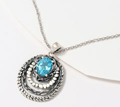 Or Paz Sterling Silver Oval Sky  Blue Topaz Pendant Necklace, 18"