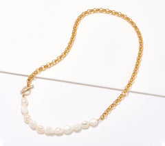 Effy 14K Yellow Gold Luna Cultured Pearl & Diamond Necklace, 18"