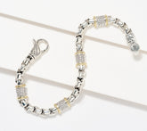 JAI 14K & Sterling Silver Pave Diamond 5.3mm Box Chain Bracelet, 6-1/4"
