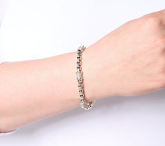 JAI 14K & Sterling Silver Pave Diamond 5.3mm Box Chain Bracelet, 6-1/4"