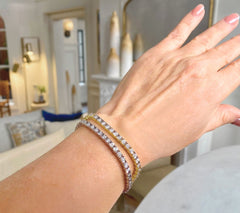 Fire Light Lab Grown Diamond 1cttw Tennis Bracelet, 14K gold Clad Sterling Silver, 6-3/4"