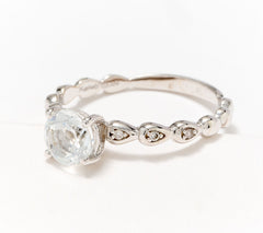 KALLATI 14K White Gold Semi-Precious White Topaz & Diamond Ring, Size 5