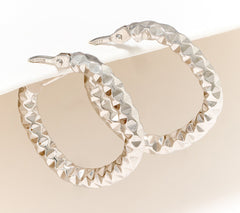 David Markstein 14K Gold Cushion Shaped 1/2" White Hoop Earrings