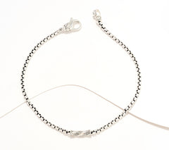 JAI Sterling Silver Box Chain & Sukhothai Ankle Bracelet, 10"