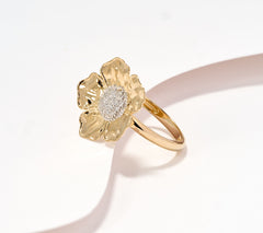 Adi Paz 14K Yellow Gold Organic Flower 0.1cttw Diamond Ring, Size 5