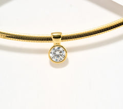 Diamonique Italia Round Cut Omega Necklace, 18K Gold-Plated Sterling Silver