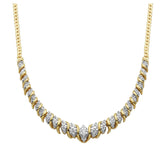 Diamond Tapered V Necklace, 18K Gold Plated Sterling Silver