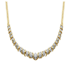 Diamond Tapered V Necklace, 18K Gold Plated Sterling Silver