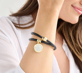 David Markstein Sterling Silver Coin & Leather Bracelet or Necklace, Large 7-1/2"