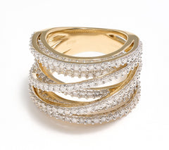 Affinity Sterling Silver Goldclad Diamonds Bold Highway Ring, Size 8