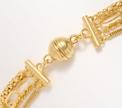 UltraFine 950 Silver Goldclad Multi Chain Magnetic Bracelet, Avg